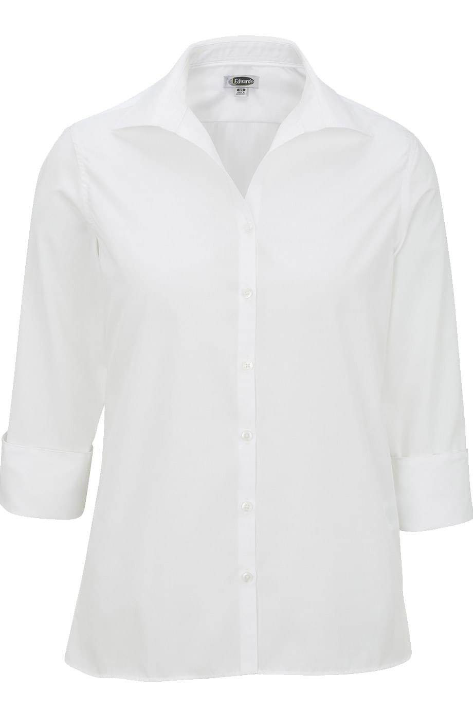 Ladies Lightweight Open Neck Poplin Blouse Sleeve