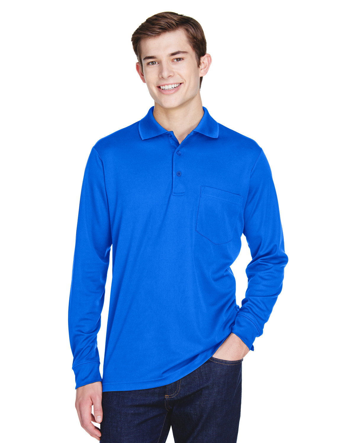 Adult Pinnacle Performance Longsleeve Piqu Olo With Pocket