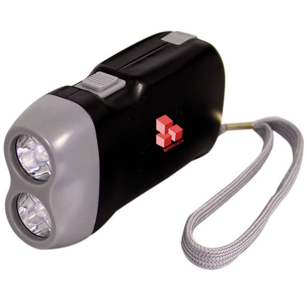 2 led hand press flashlight