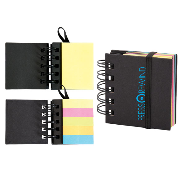 Spiral sticky 250 sheet notepad with noteflags