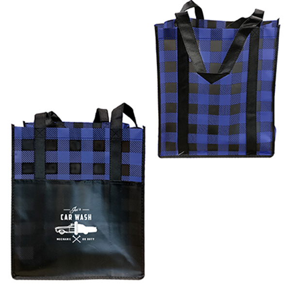 Lumberjack plaid laminated tote