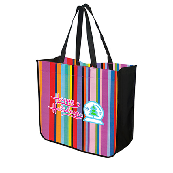 Extra large multi-stripe recycled tote