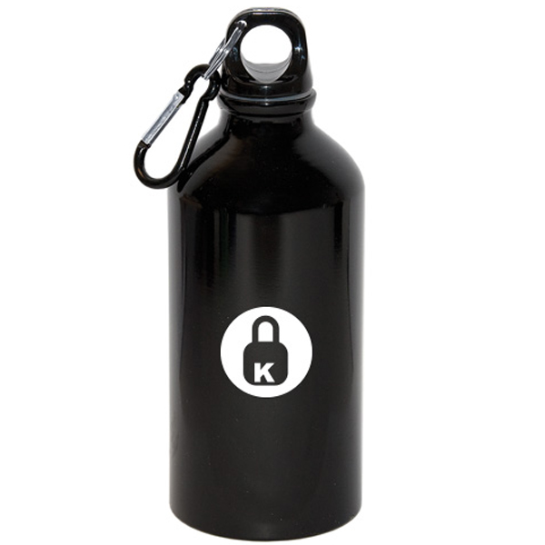 500 ml (17 fl. oz.) aluminum water bottle with carabiner