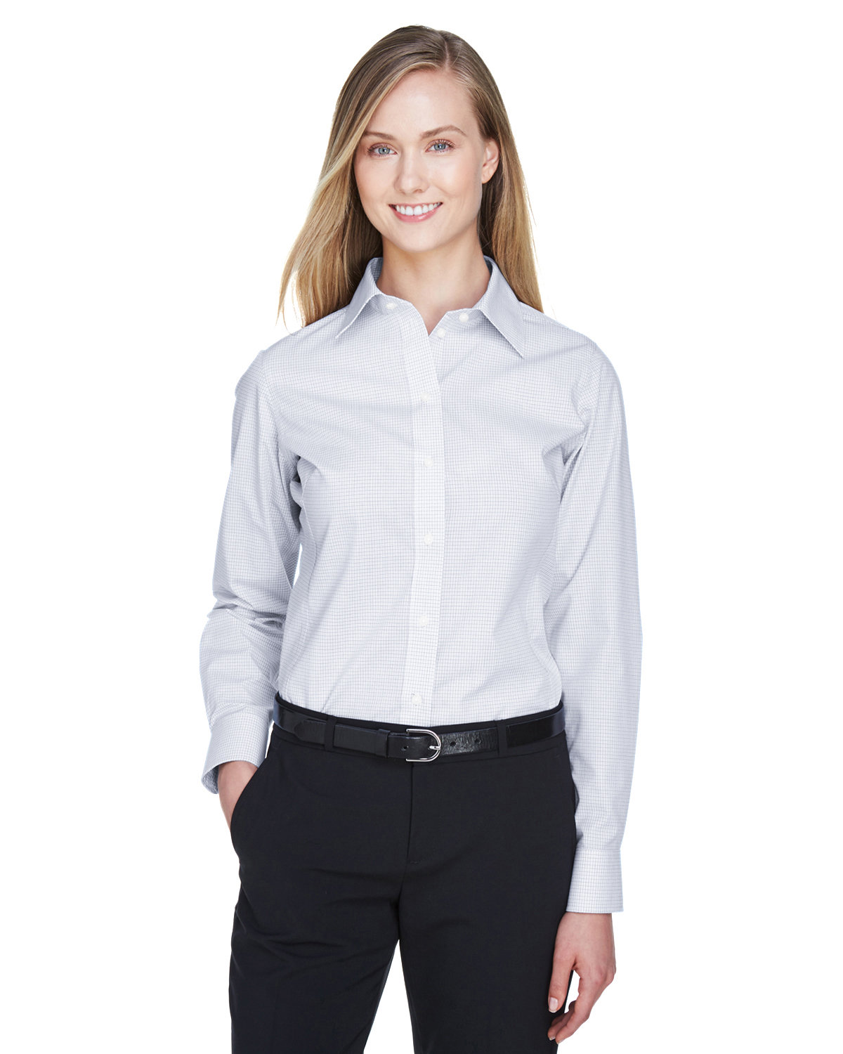 Ladies Crown Collection Micro Tattersall Woven Shirt